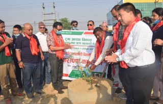 सहकारी दिवस : टुगा साकाेसद्वारा सडकको मिडियनमा वृक्षरोपण