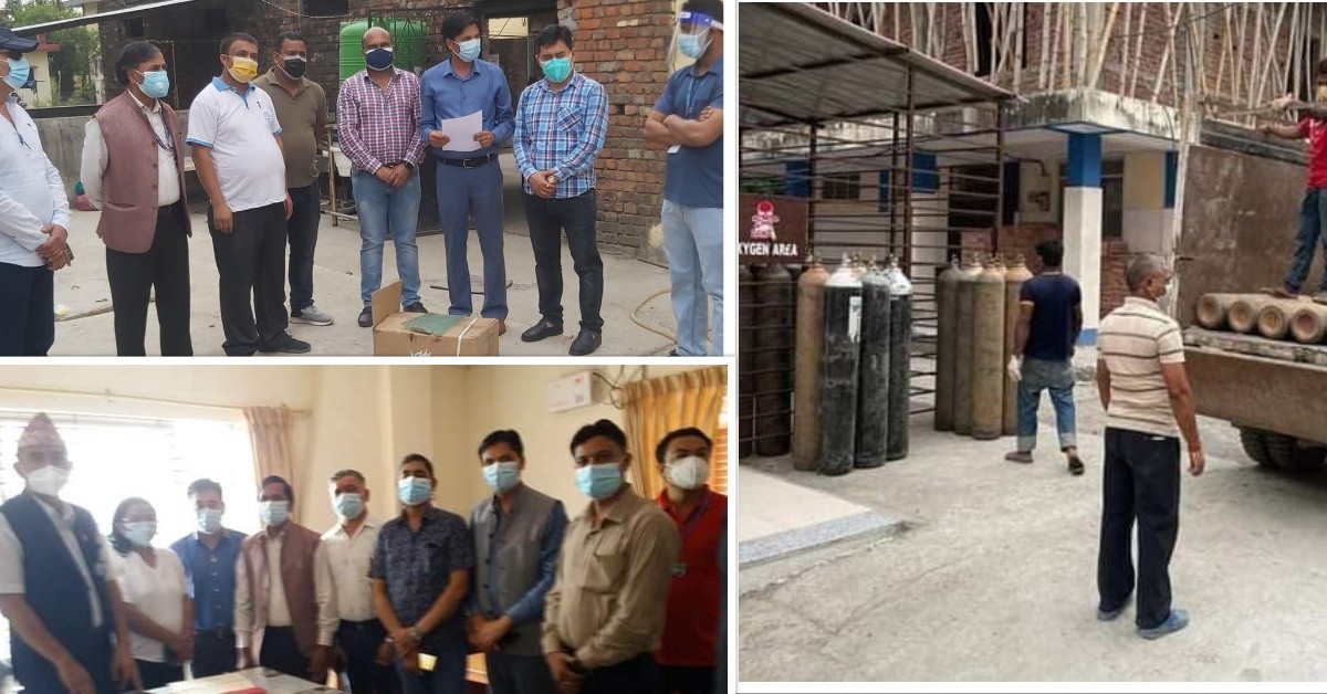 भिम अस्पताललाई निजी क्षेत्रद्वारा अक्सिजन सिलिण्डर र फ्लोमिटर प्रदान