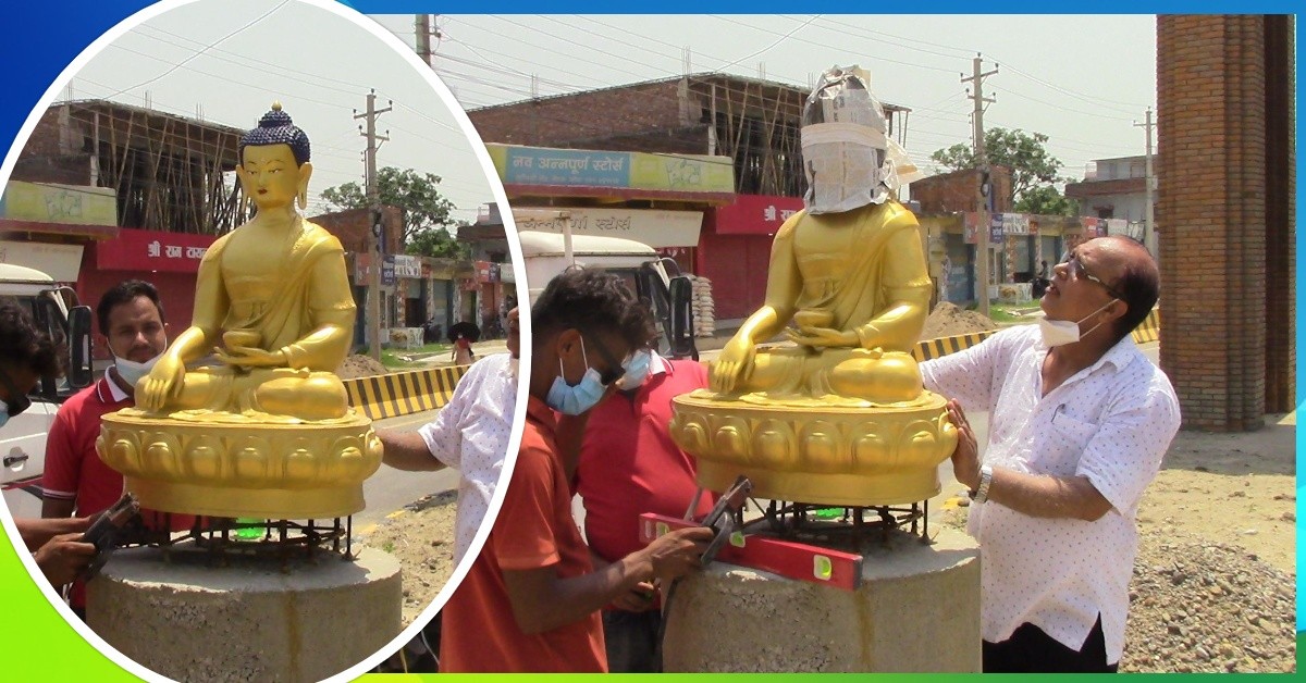 बुद्ध चोकदेखि विमानस्थल खडकखण्डमा बुद्ध मूर्ति राखिदै
