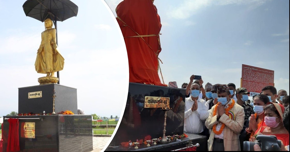 कपिलवस्तुमा कनकमणी बुद्ध र  क्रकुच्छन्द बुद्धको प्रतिमा अनावरण