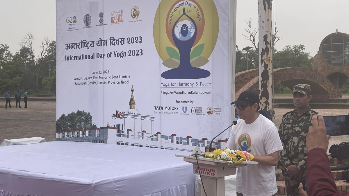 शान्ति र सदभावका लागि लुम्बिनीमा योग अभ्यास